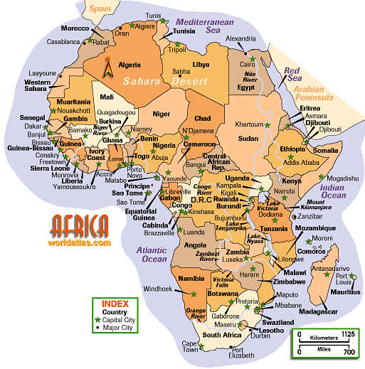 image map of africa. The World map and Africa continent map below show how and where Africa is 