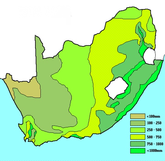 Rainfall map of South Africa