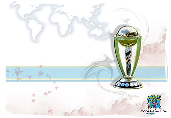 The ICC Cricket World Cup trophy is pictured before the start of Final
