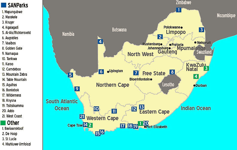 map of botswana south africa. Map of South Africa showing