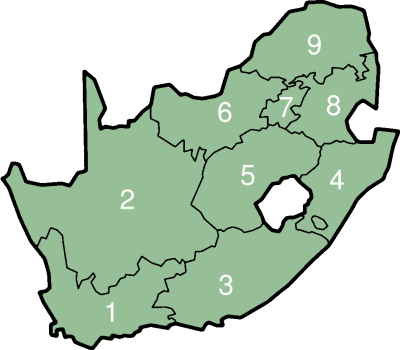 Map Of South African Provinces. Provinces of South Africa