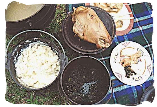 Mieliepap (maize porridge), Skop, Mashonzha and Amanqina, 
traditional dishes favoured by most black South Africans - South 
Africa's Traditional African Food