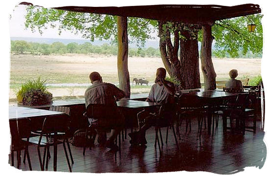 View across the Letaba riverbed from the cafeteria - Letaba main rest camp, Kruger National Park, South Africa
