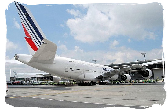 An Airbus 380 airplane at OR Tambo International Airport