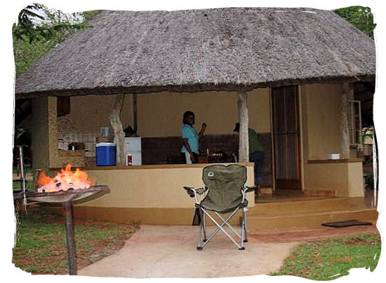 Traditional Africa style bungalow at the rest camp - Crocodile Bridge rest camp in the Kruger National Park