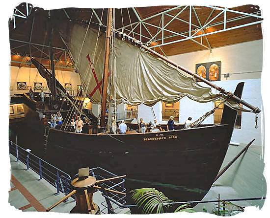 A replica of the ship in which in which Portuguese seafarer Bartolomeu Dias rounded the southern tip of Africa in 1486