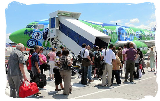 Boarding a flight Kulula Airways at Cape Town airport