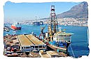 Oil rigs and drilling ships are often seen in the harbour of Cape Town