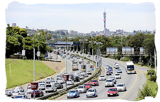 Traffic on the M1 metropolitan highway in Johannesburg