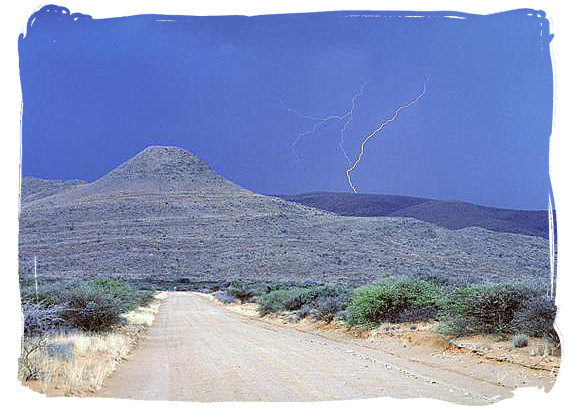 Gravel road and thunderstorm in the Karoo