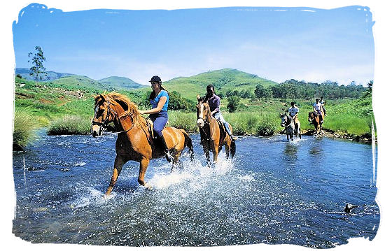 Horse-riding amidst the beautiful scenery of the Drakensberg mountains