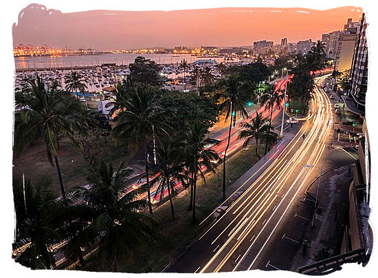 Durban's waterfront at sunset