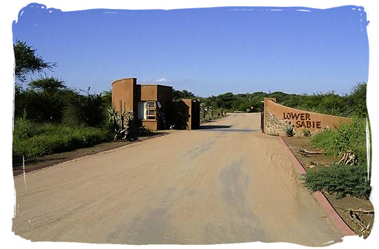 Entrance gate to the camp - Lower Sabie Rest Camp in the Kruger National Park, South Africa