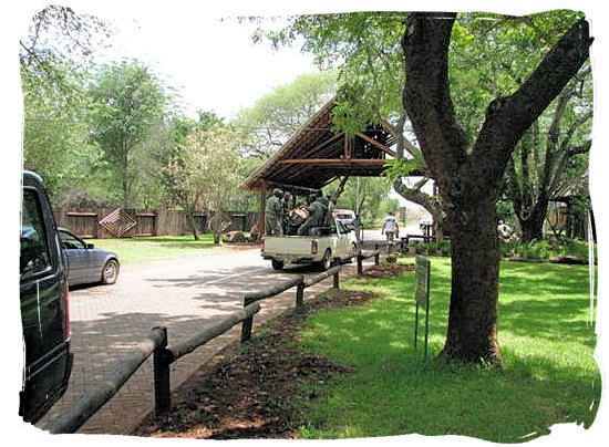 The gate of the rest camp viewed from inside the camp - Crocodile Bridge rest camp in the Kruger National Park