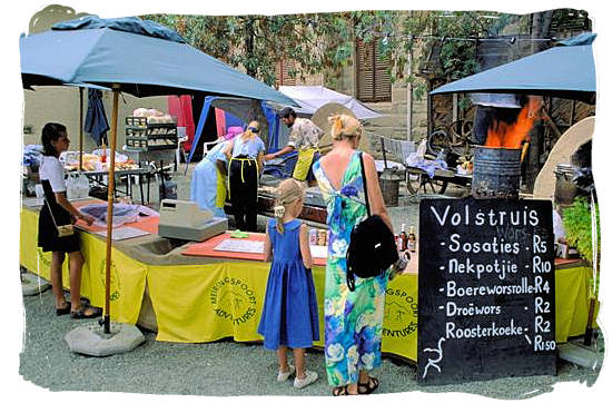 Food stall at the “Klein Karoo” arts festival in Oudtshoorn - Delicious food in South Africa, South African food guide