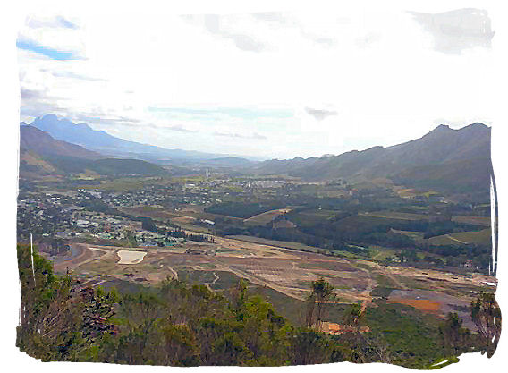 The famous Franschhoek valley, wine heartland of South Africa hemmed in by towering mountains - History of Cape Town South Africa, Cape of Good Hope History