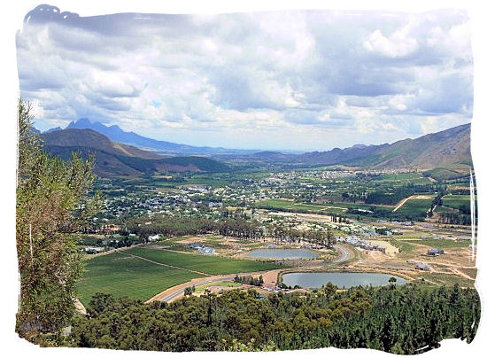 The famous Franschhoek valley, wine heartland of South Africa hemmed in by towering mountains - Cape Town South Africa wine country, Wine tours in South Africa