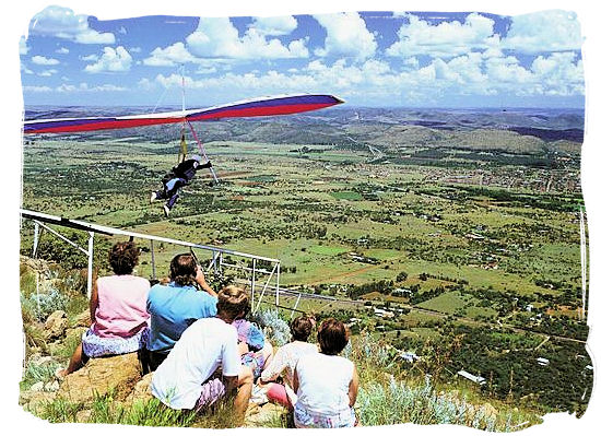 Hang gliding from Magaliesberg at Hartebeespoort dam near Pretoria