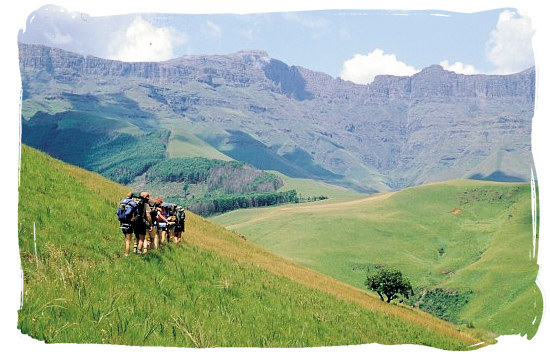 Hikers in the Drakensberg mountains in Kwazulu Natal - Ode to Kwazulu Natal Province, Tourism, South Africa