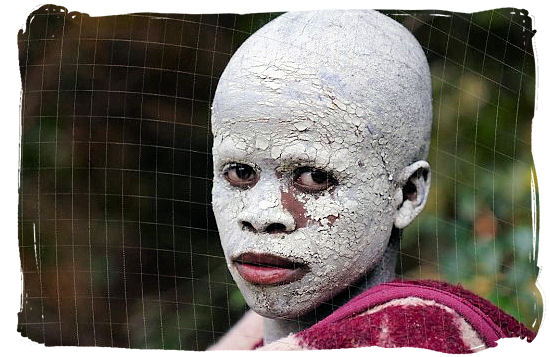 A Xhosa initiate, undergoing a manhood ritual, a secret taking them from boyhood to adulthood - Xhosa people, Xhosa Language and Xhosa Culture in South Africa