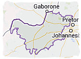 Map of North West province, South Africa