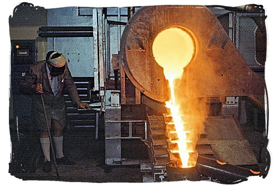 Gold being poured in a South African gold mine - City of Johannesburg South Africa History, Culture, Museums
