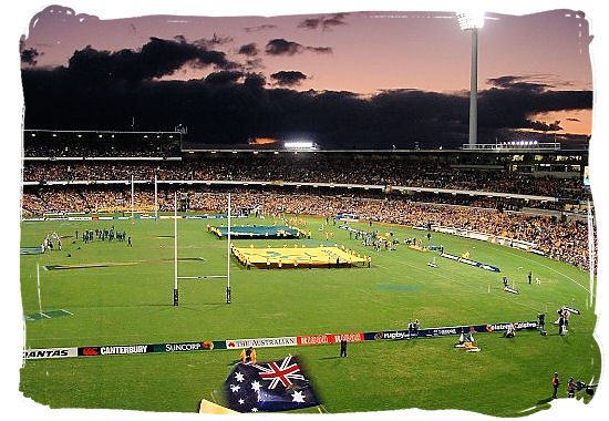 Just before the start of a Tri-Nations rugby match between Australia and South Africa at the Subiaco Oval in Perth - South Africa Rugby, Tri Nations Rugby and Super 14 Rugby