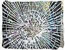 Broken motorcar windscreen