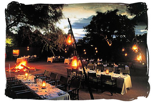 Dinner is ready in the Boma at Sabi Sabi Selati Lodge.