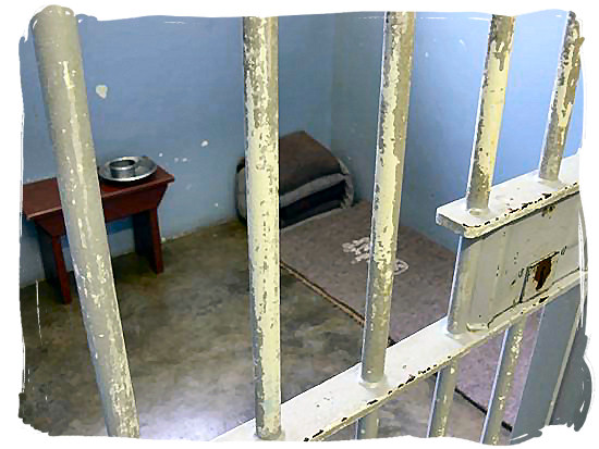 The 2,4 x 2,4 meter (8 x 8 feet) cell in Robben Island prison in which Nelson Mandela spent 18 of his 27 prison years.