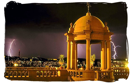 Thunder storm over Pretoria by night, viewed from the Union Buildings on Meintjes Kop - South Africa Government, South Africa Government type