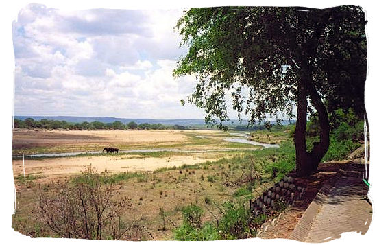 View across the Letaba riverbed from the restaurant area - Letaba main rest camp, Kruger National Park, South Africa