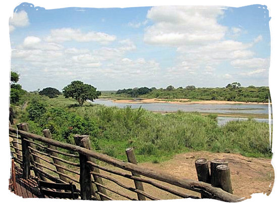 Panorama from the deck of the restaurant and lounge bar at the camp - Lower Sabie Rest Camp in the Kruger National Park, South Africa