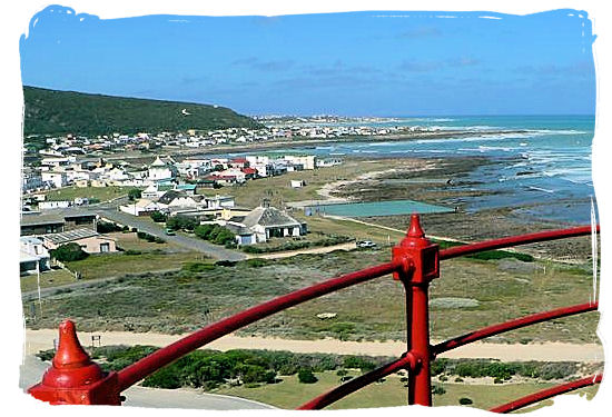 View from the lighthouse towards the towns of LAgulhas in the foreground and Struisbaai behind it on the skyline