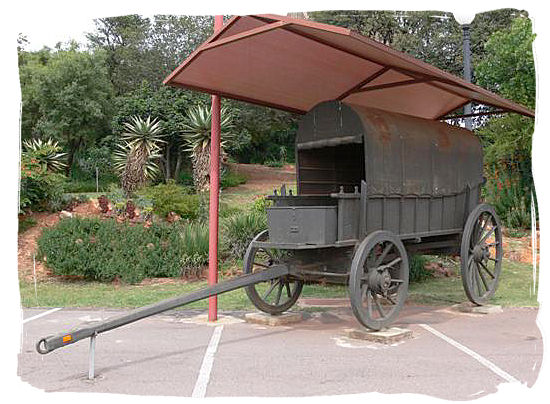 Typical Voortrekker wagon on display at the Voortrekker monument museum - The Great Trek in South Africa