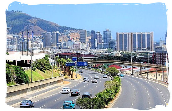 The N2, also known as the Nelson Mandela Boulevard (prev. Eastern Boulevard), as it enters the City Bowl and ends in the Central Business District - City of Cape Town South Africa, Tours and Travel Guides