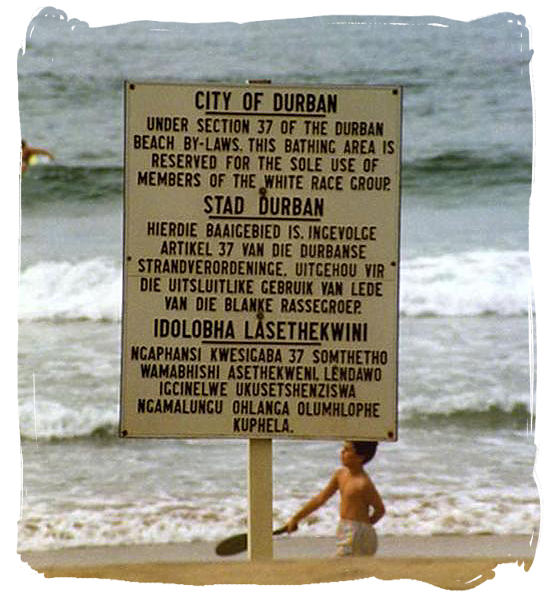 Signboard on a Durban beach - History of Apartheid in South Africa