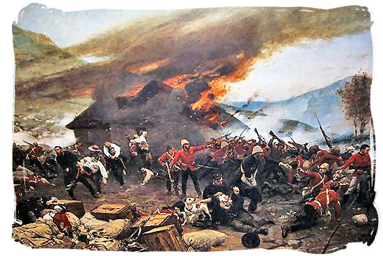 Painting of the Battle of Rorke’s Drift - The Anglo Zulu war, more about Zulu people and Zulu history