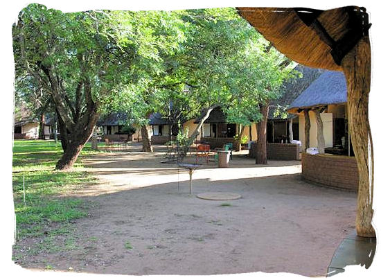 The round-shaped Rondavel accommodation inside the rest camp - Satara Rest Camp in the Kruger National Park South Africa