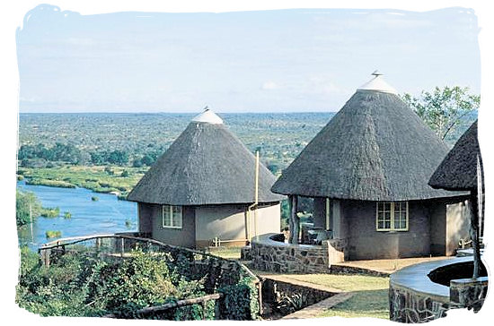 Olifants Restcamp, Kruger National Park, South Africa - Bungalows at the camp with spectacular view across the river and the surrounding bushveld