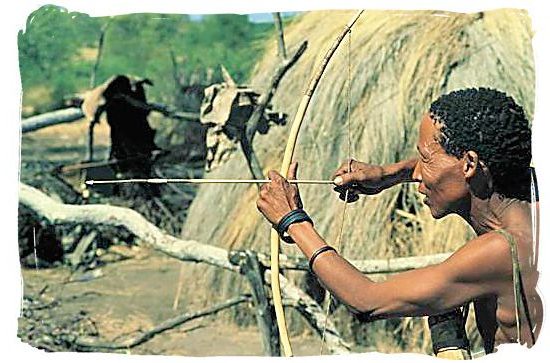 Traditional hunting by a descendent of the ancient “San” people - Kgalagadi Transfrontier Park in the Kalahari