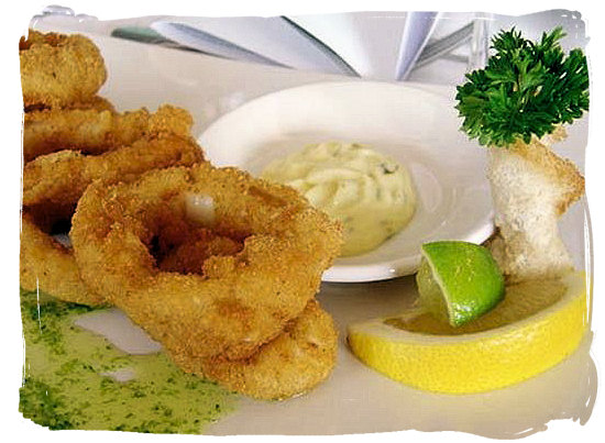 Calamari rings and tartare sauce - Portuguese food cuisine in South Africa