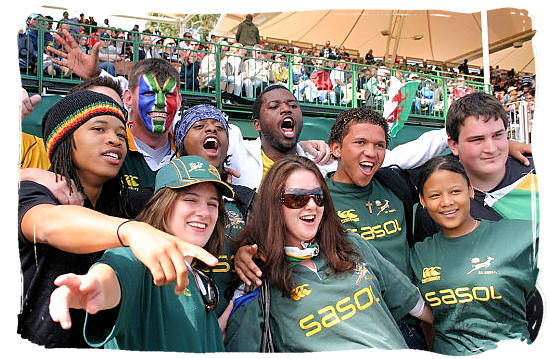 Celebrating South African Springbok supporters - Springbok rugby in South Africa and the South Africa rugby team