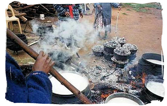  Cooking mieliepap in a pot, as in the days of old - South Africa's Traditional African Food