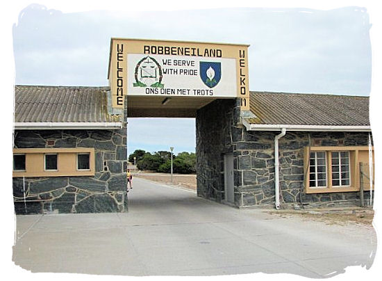 Entrance to the Robben Island prison complex from the disembarkation quay - Amazing Robben Island tour, visit Nelson Mandela prison cell