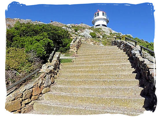 Flights of steps leading up to the old lighthouse on top of Cape Point - Discover Cape Point South Africa and the Cape of Good Hope