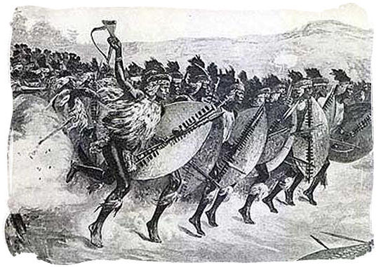 An army of Zulu warriors on the attack