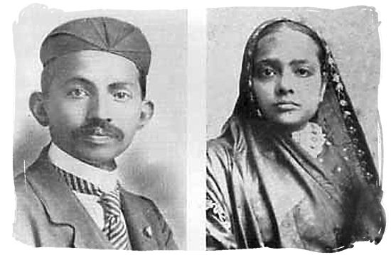 1902 picture of Mahatma Gandhi and his wife Kasturbhai, taken in Durban South Africa