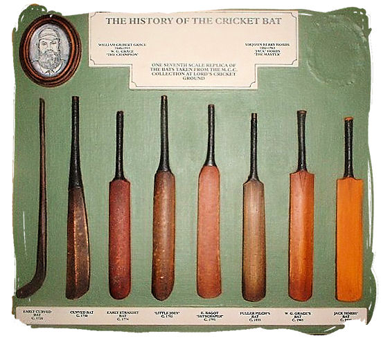 A display depicting the history of the cricket bat - Cricket South Africa