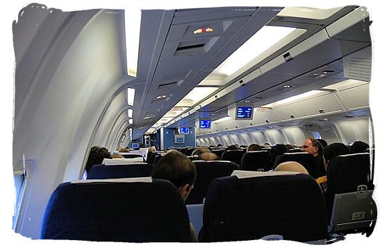 Inside of a KLM Boeing 767-300 airplane - Cheap Flights to Cape Town International Airport South Africa 